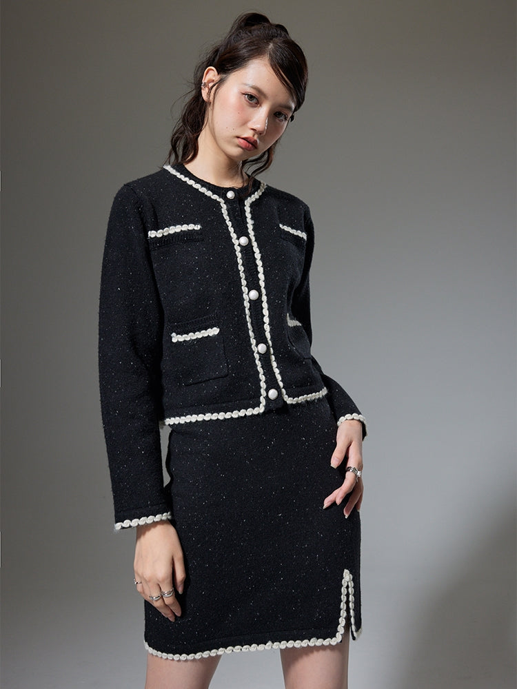 Strickjacke und Rock Strickstrick