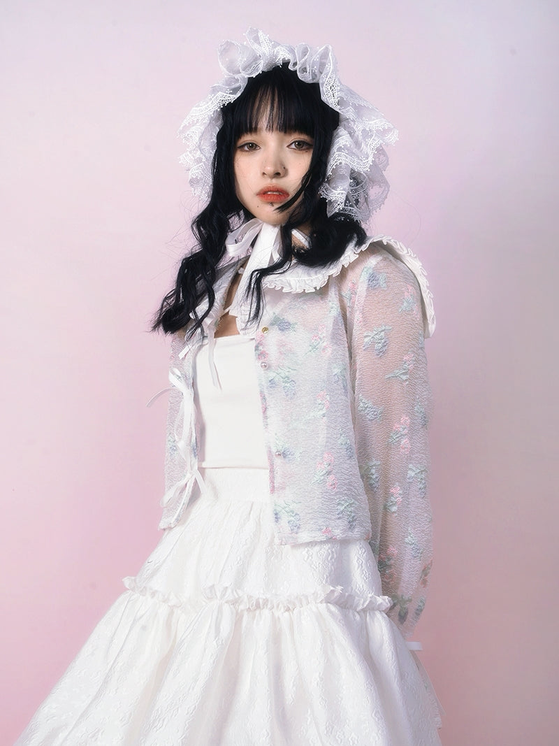 BOW TIE JACQUARD SUNSCREEN LONG-SLEEVED JACKET