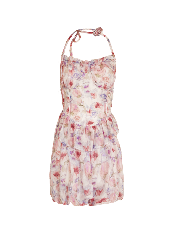 Rosenhalter-Neck-kurzes Kleid