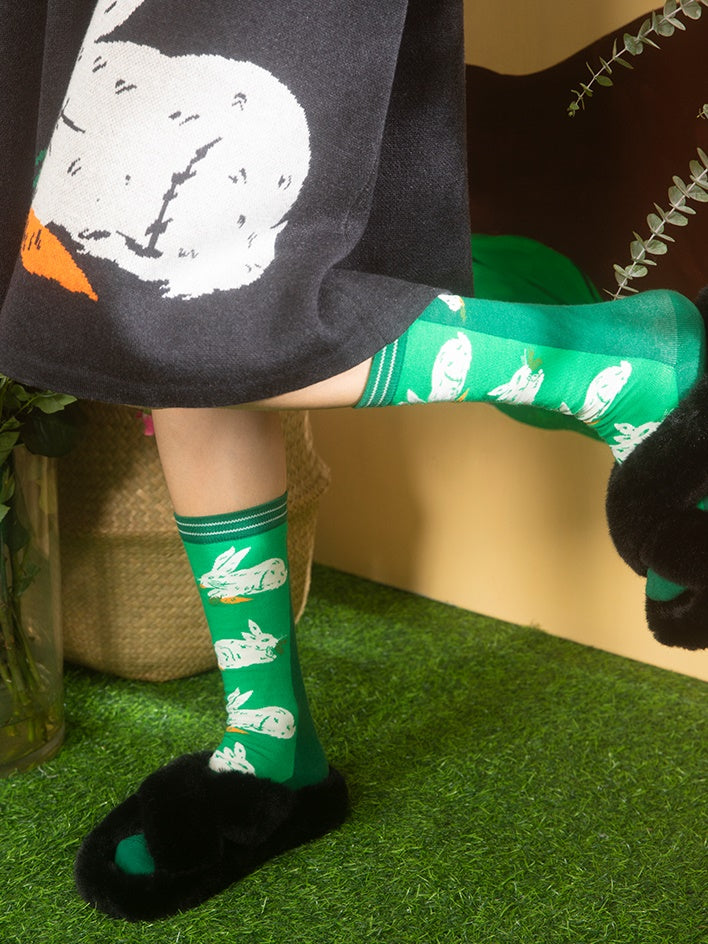 토끼 중간 튜브 양말
