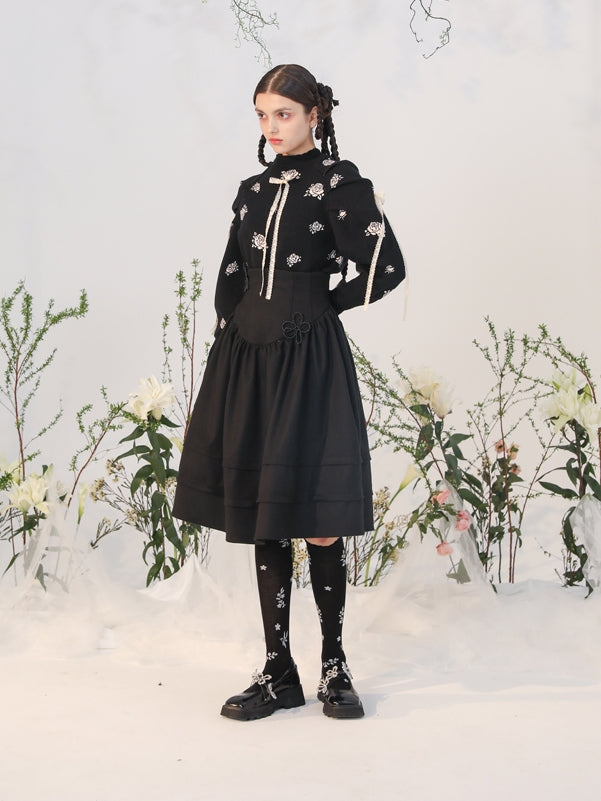 Tiered High-waist Flower Fluffy Skirt