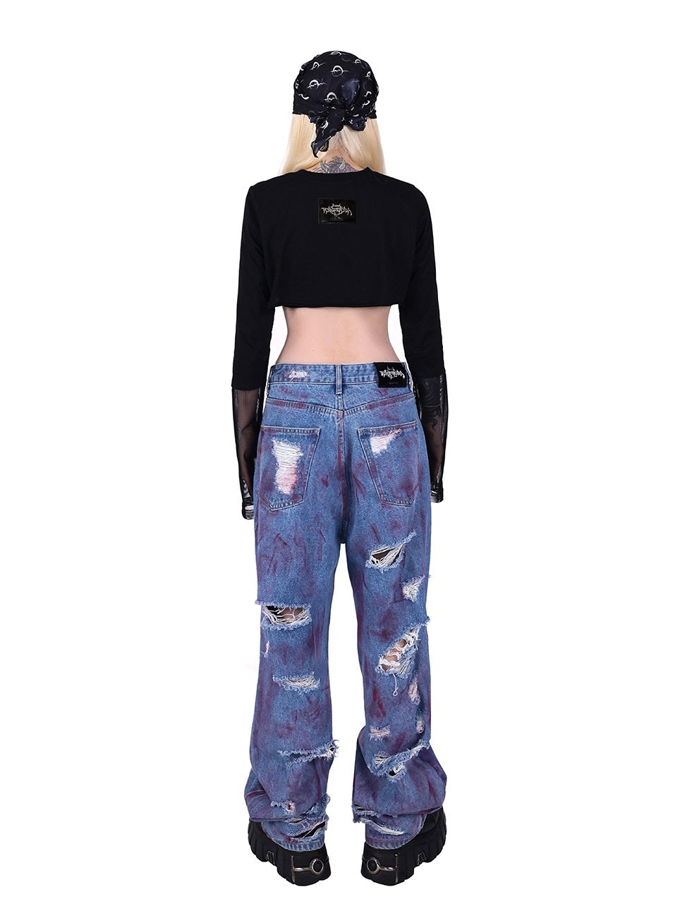Rock Rabbit Stitching Mesh T-Shirt & Camisole Set