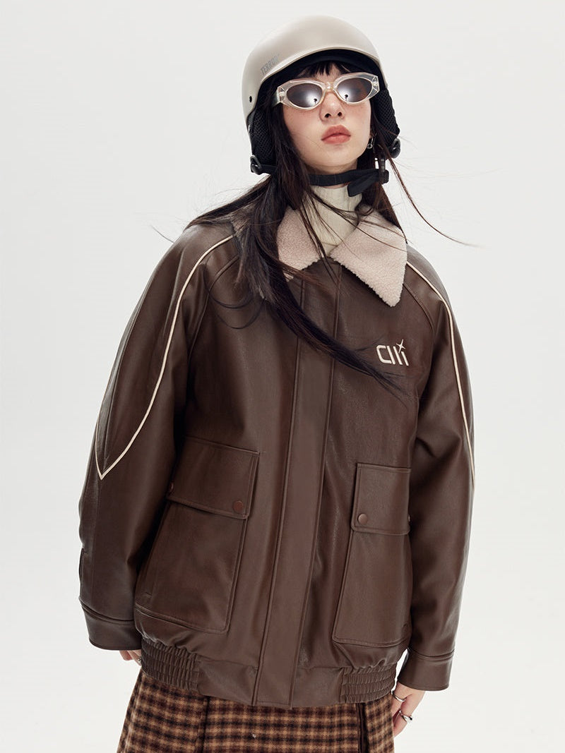 Drop Shoulder Leather Jacket - DIDDI MODA – ARCANA ARCHIVE