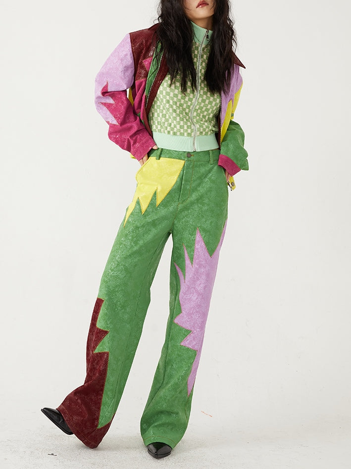 Stitching -Kontrastfarbe Faux Lederhosen