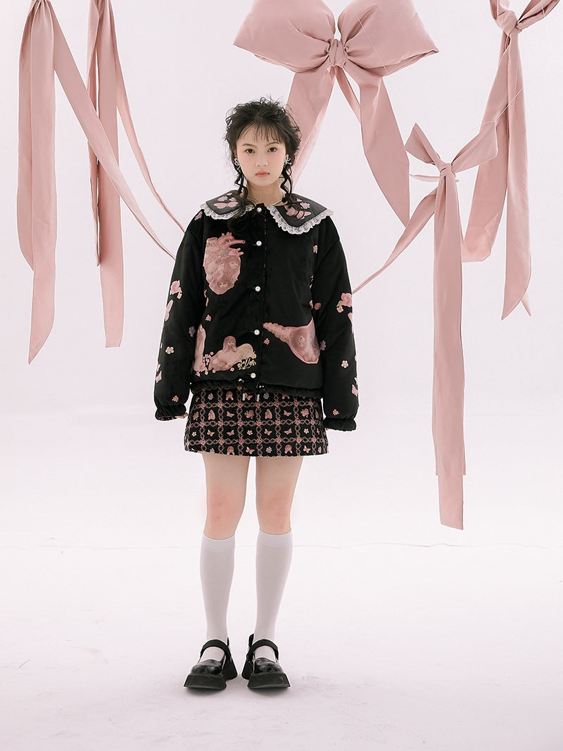 Lace Eerie Velvet Cotton Blouson