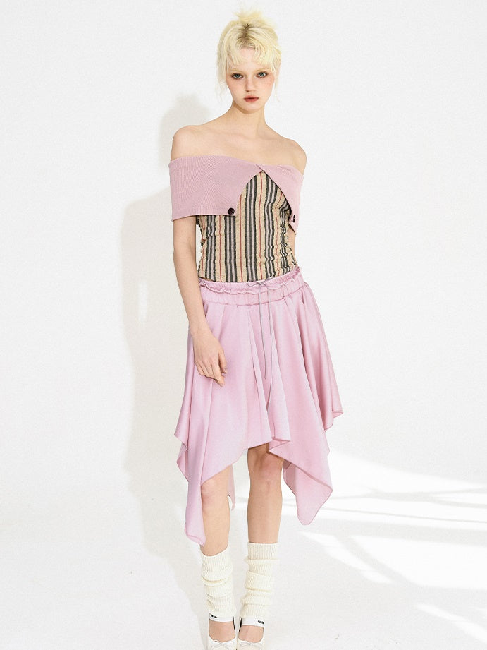 Multi Stripe Off Shorter Short Top