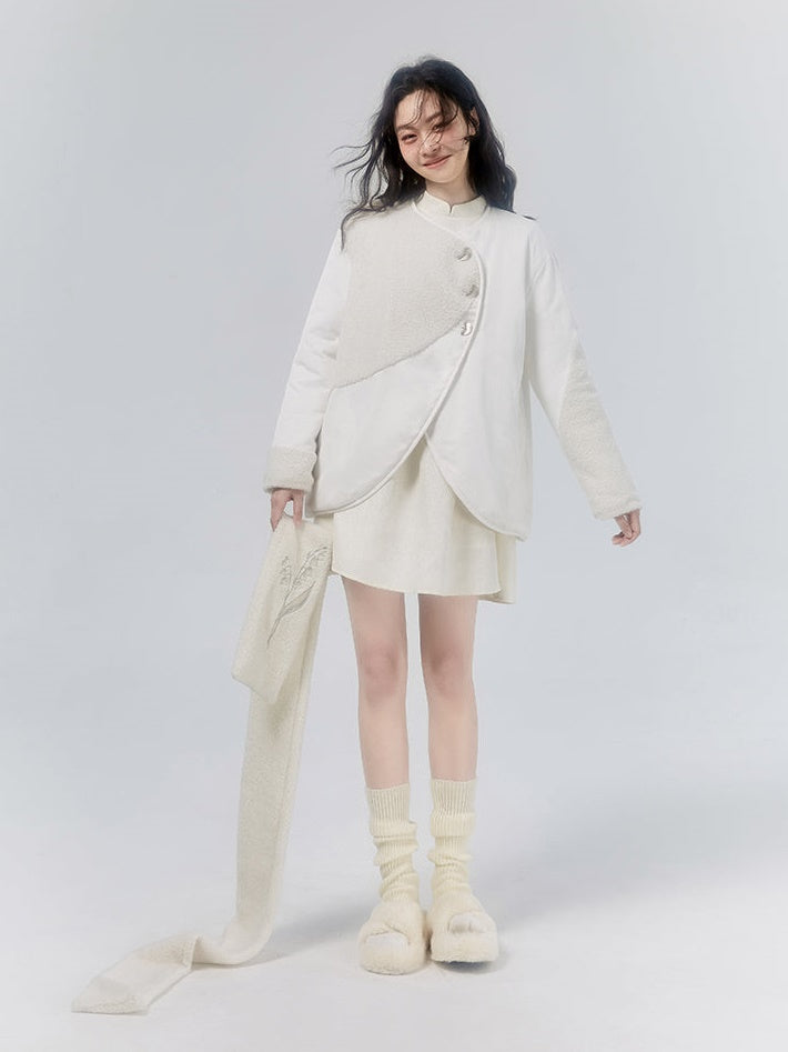 Cotton NO-COLLAR JACKET & MUFFLER