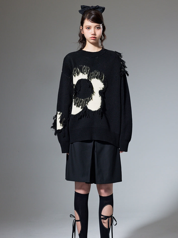 프린지 꽃 스웨터