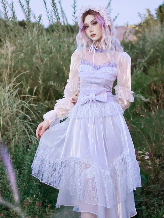 모조 다이아몬드 레이스 스티칭 활 브로치