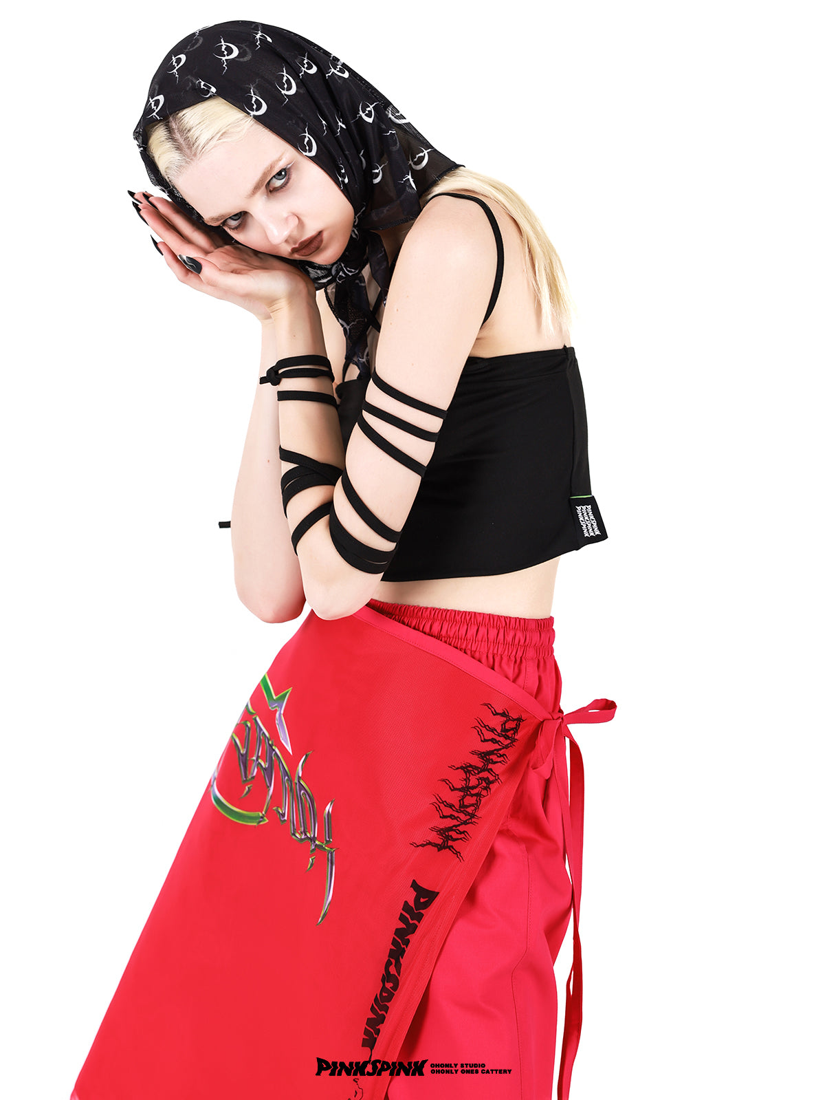 펑크 문 타이 염색 니치 스트라이프 튜브 탑