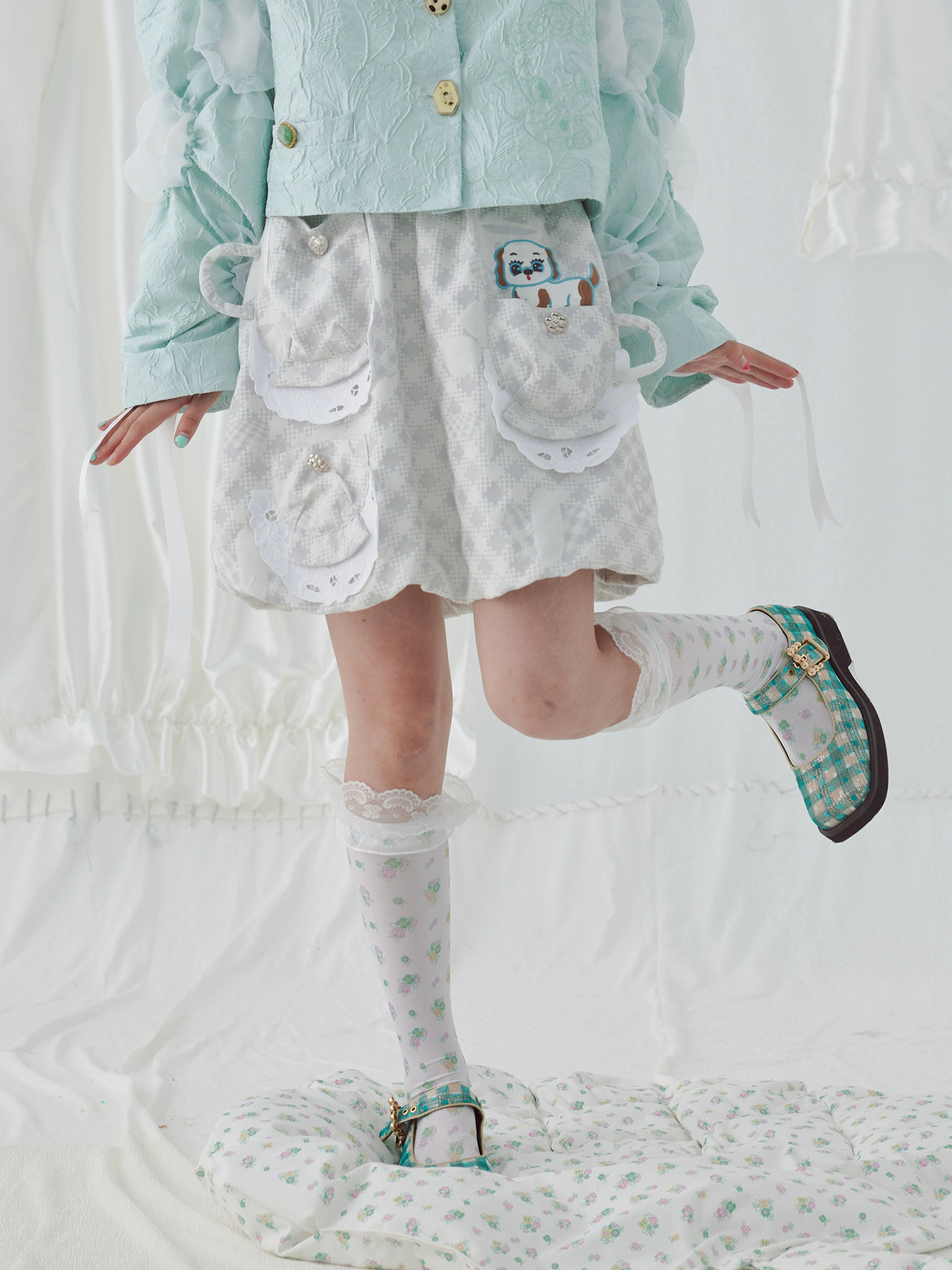 Floral Printed Lace Mid-calf Socks