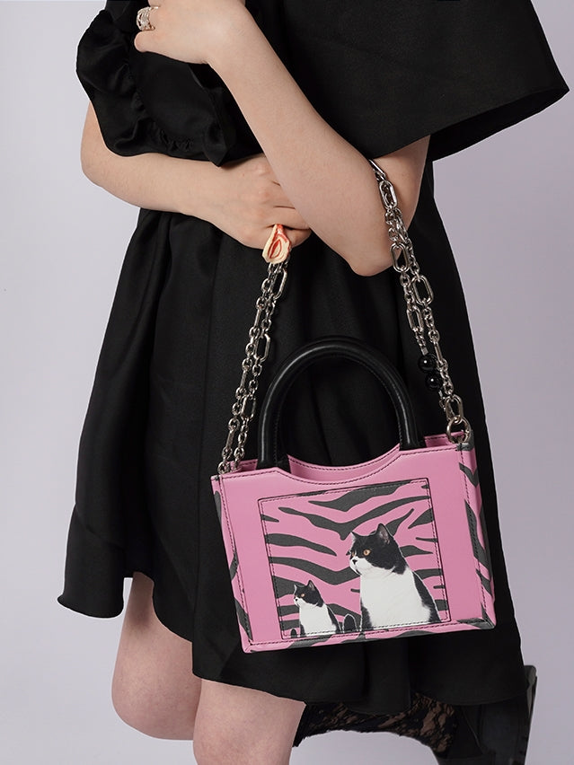 Leopard & Cat Small Square Bag
