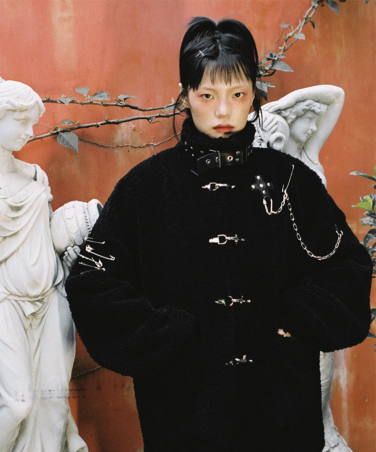 토끼 가짜 양고기 플러시 재킷