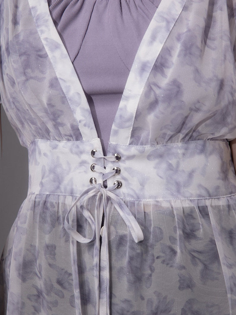 Romantic Transparent Floral Shirt & Camisole Set-up
