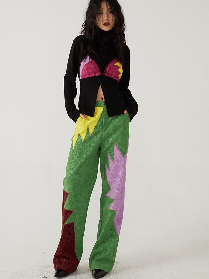 Stitching -Kontrastfarbe Faux Lederhosen