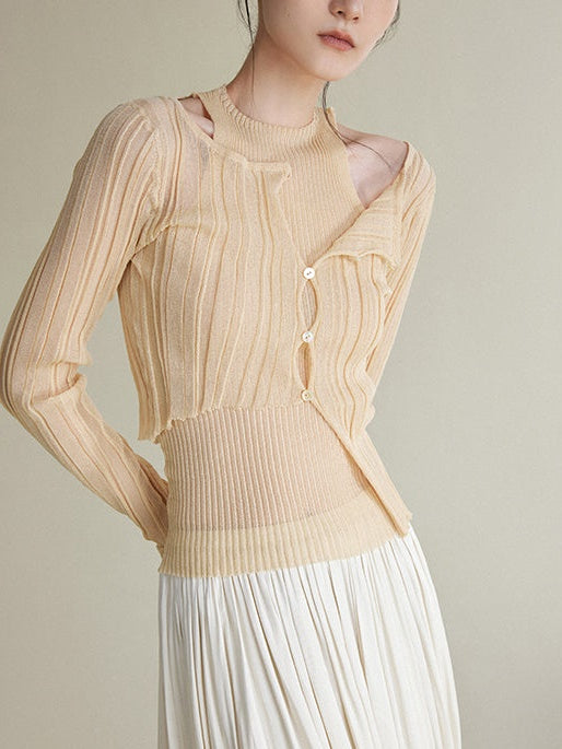 Short Vest & Cardigan TWO-PIECE Set