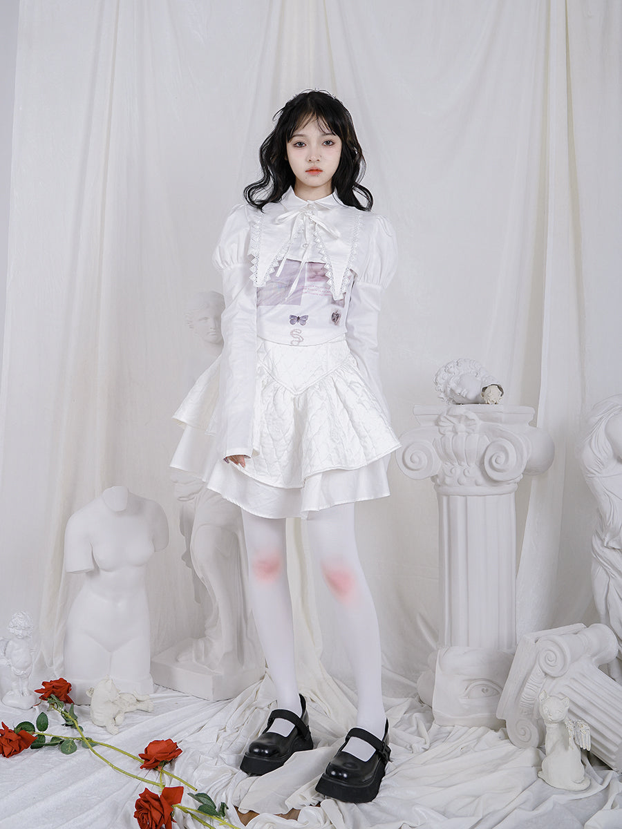Quilting Embroidery Layered Lolita Gothic Short-Skirt