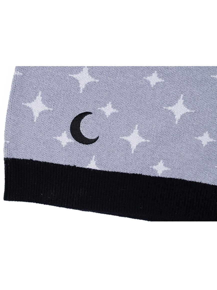 Starry Sky Design Knitted Cardigan & Short Skirt