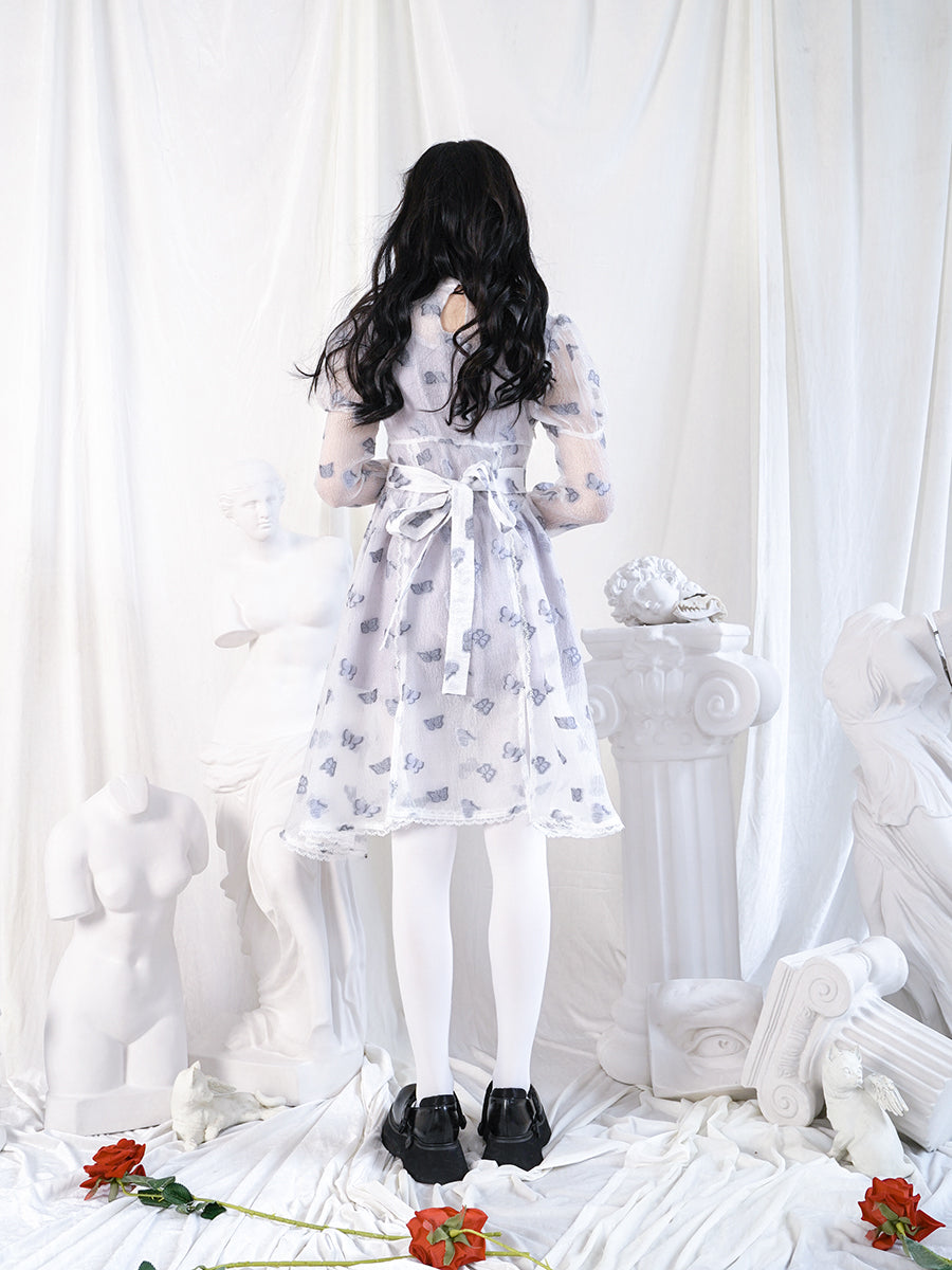 나비 교차 고딕 레이스 플레어 깎아 지른 일체형