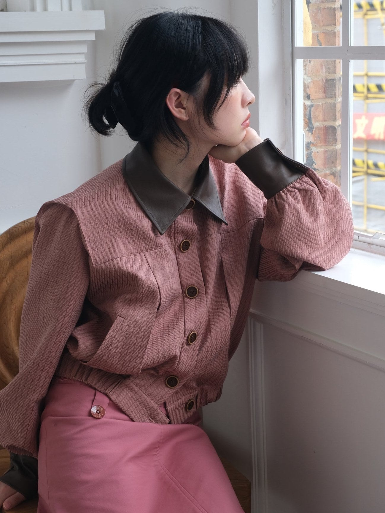 Retro Contrast Color Uniform Short Jacket