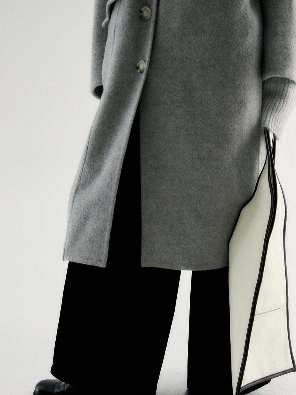 니치 양모 긴 코트