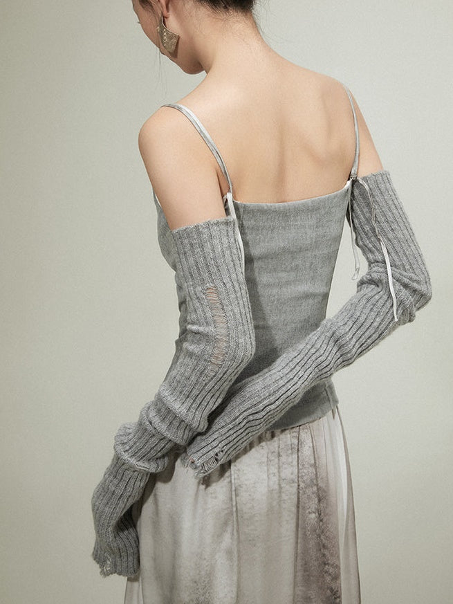 Hole Knit Long Arm Warmer