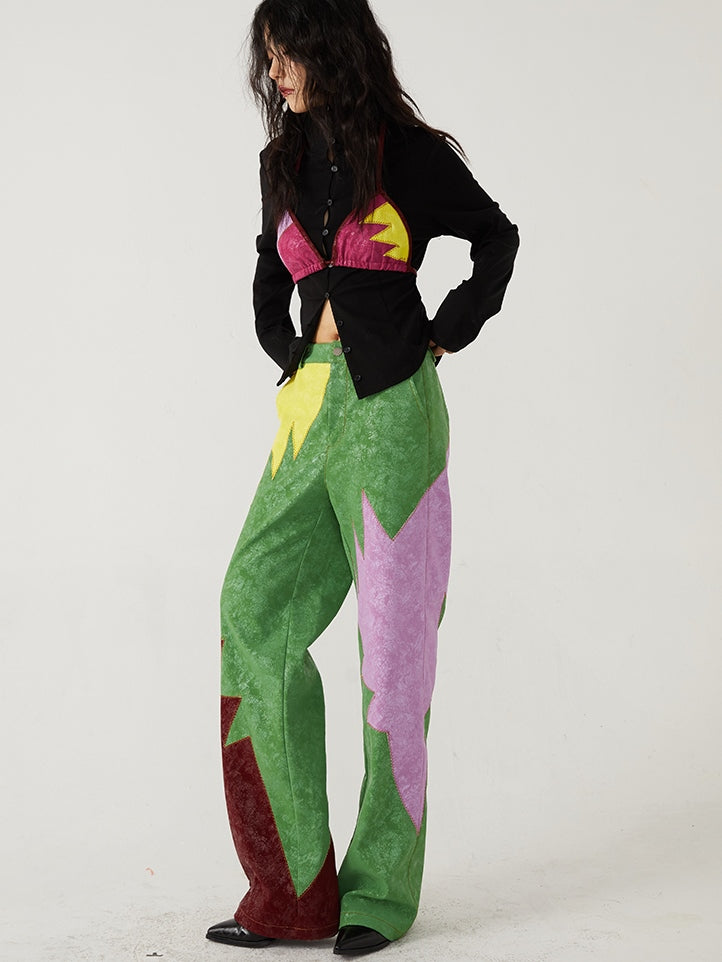 Stitching -Kontrastfarbe Faux Lederhosen