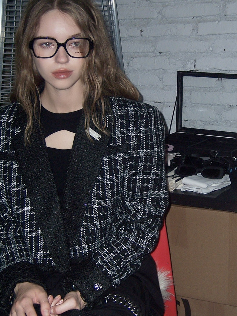 Veste courte et jupe à vérification classique et jupe