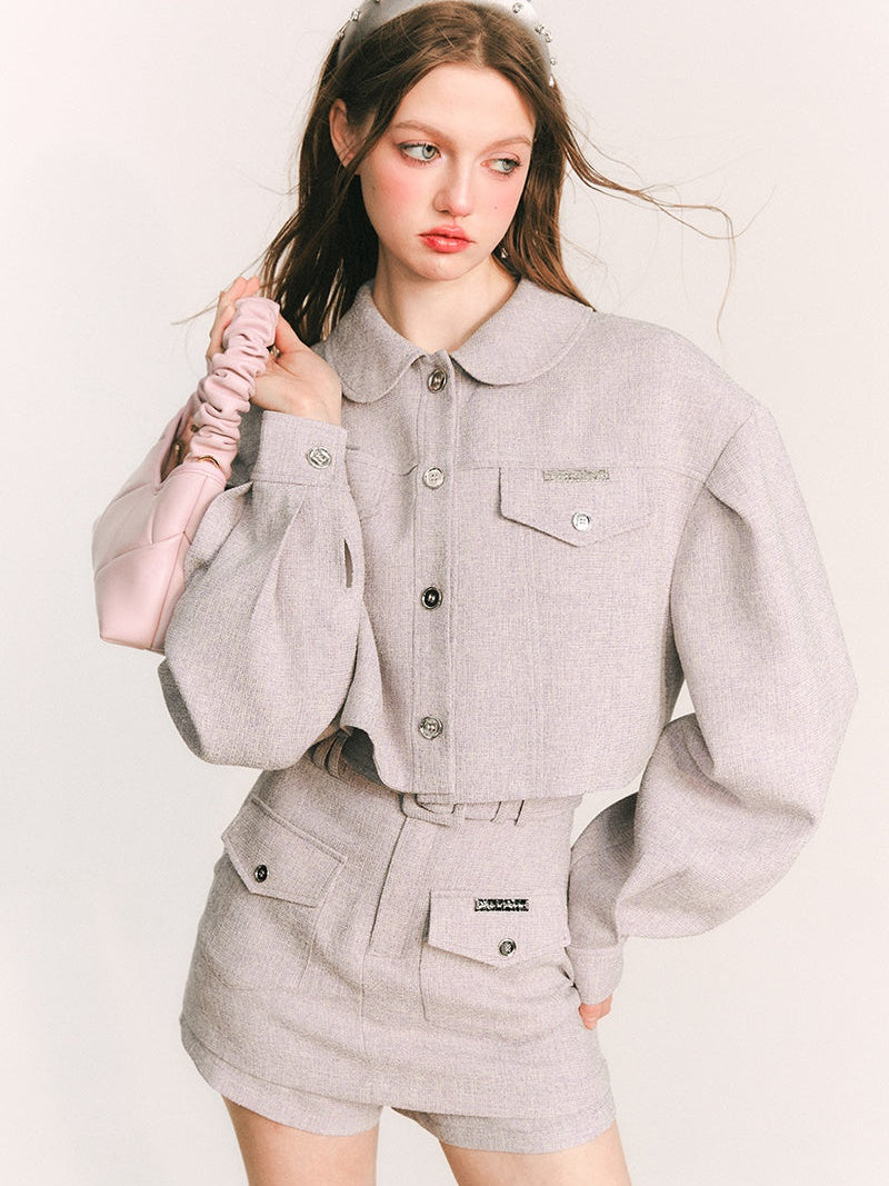 캐주얼 짧은 재킷 및 튜브 탑 & 컬로 테