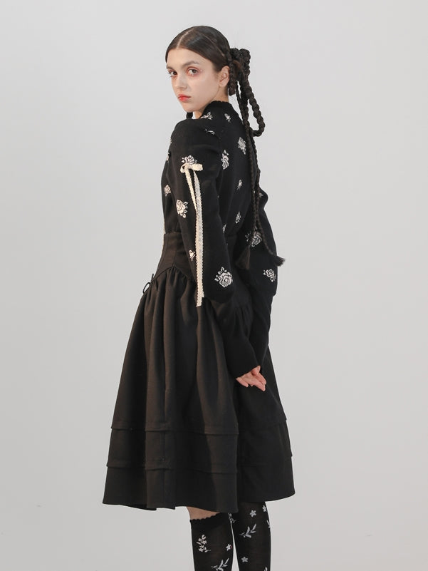 Tiered High-waist Flower Fluffy Skirt
