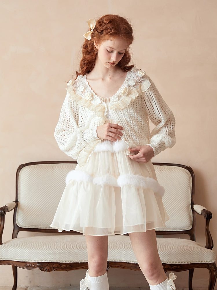 Cardigan en tricot rose à calibre bas douce