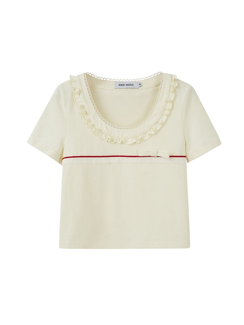 Spitzenstich kurzes T-Shirt