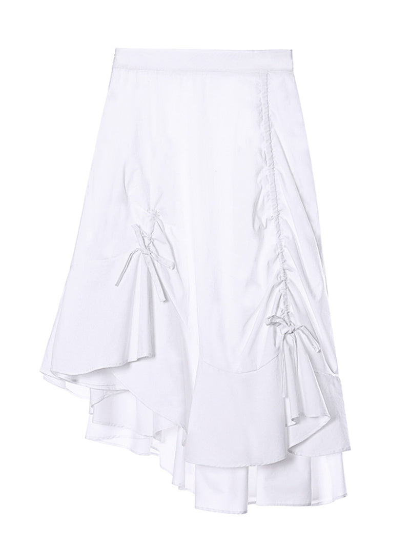 IRREGULAR DRAWSTRING LAYERED SWEET SKIRT