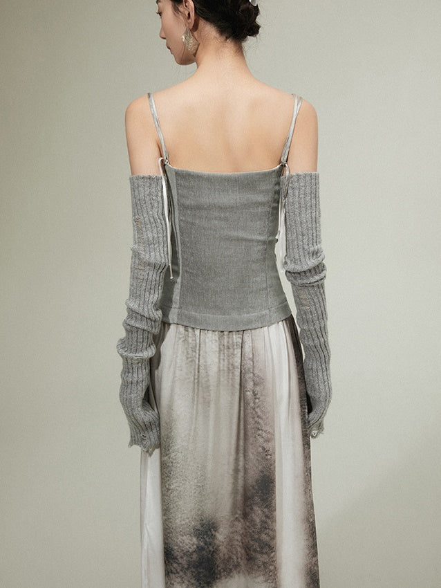 Hole Knit Long Arm Warmer