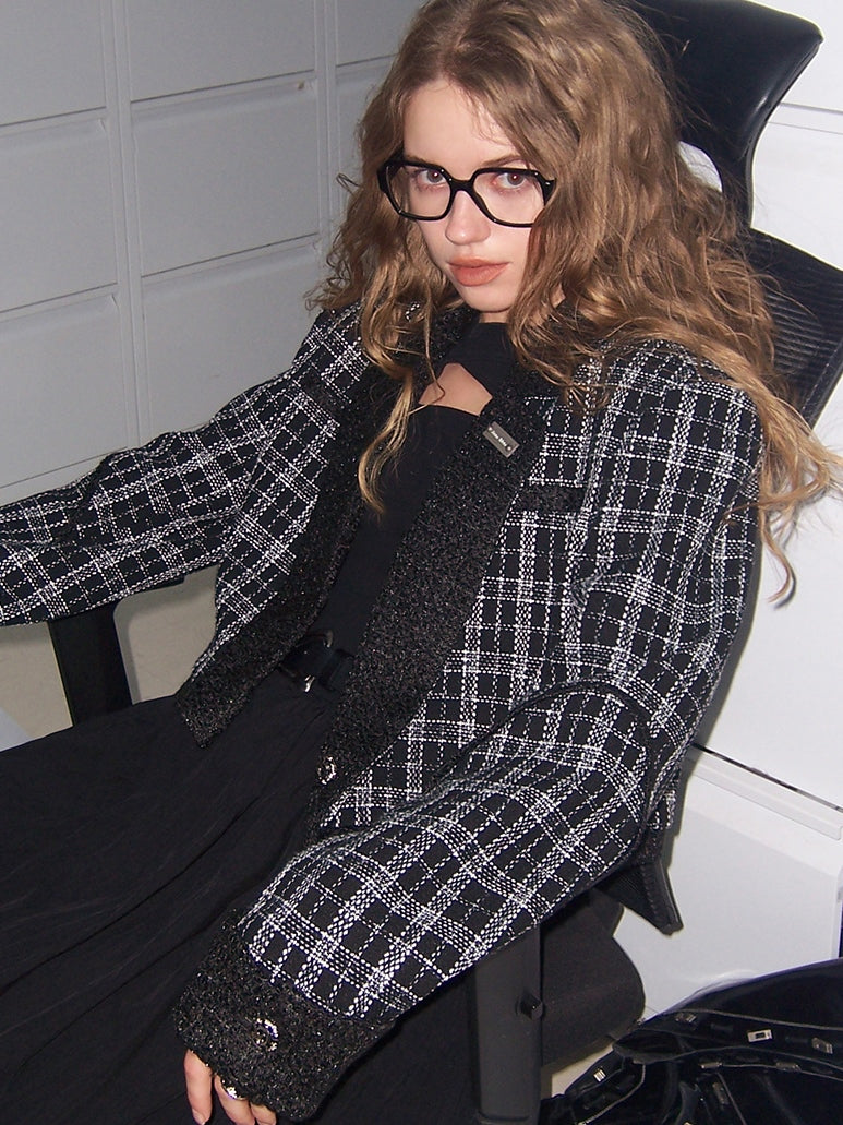 Veste courte et jupe à vérification classique et jupe