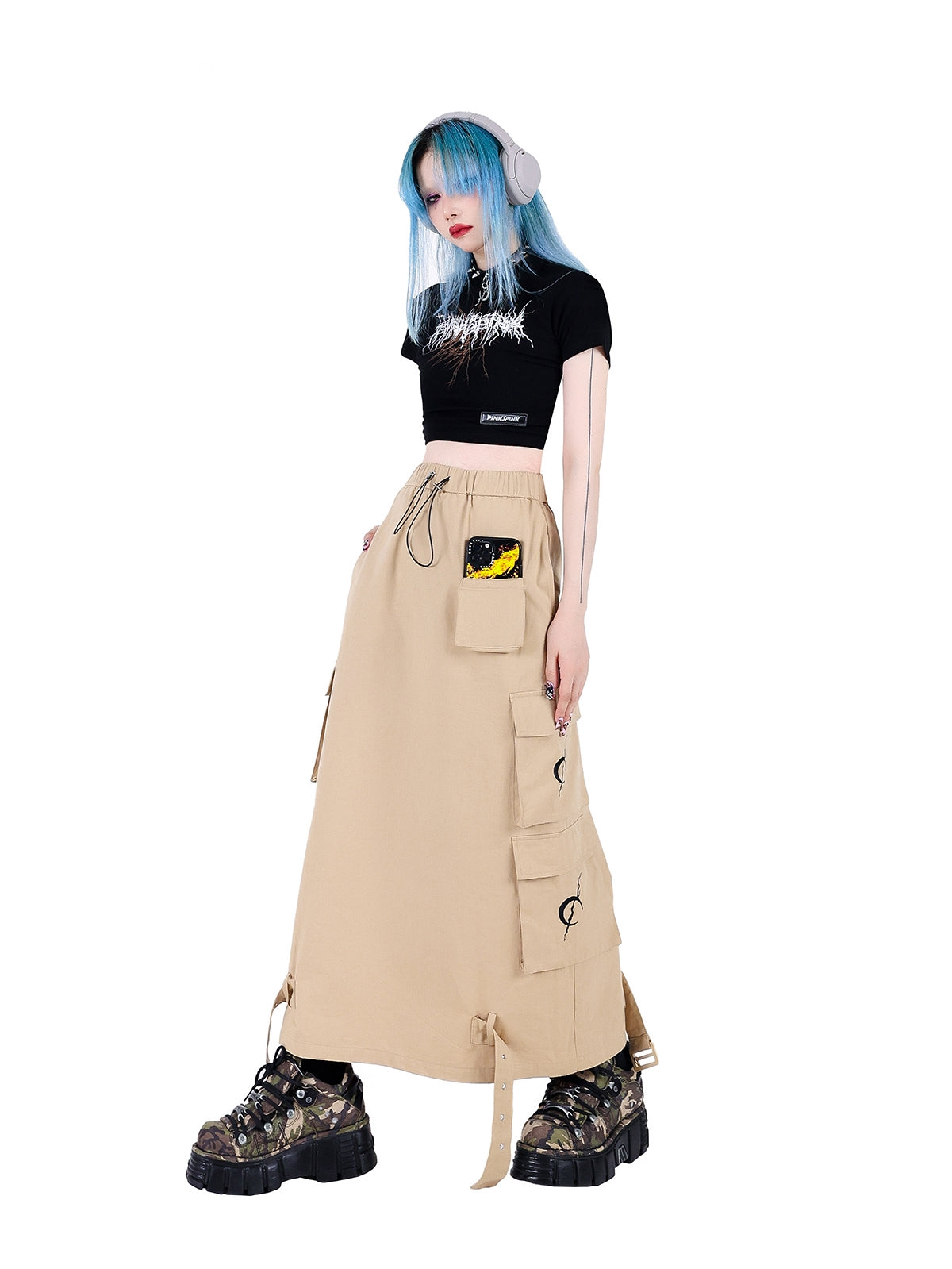 Multi-pocket Functional Workwear Skirt