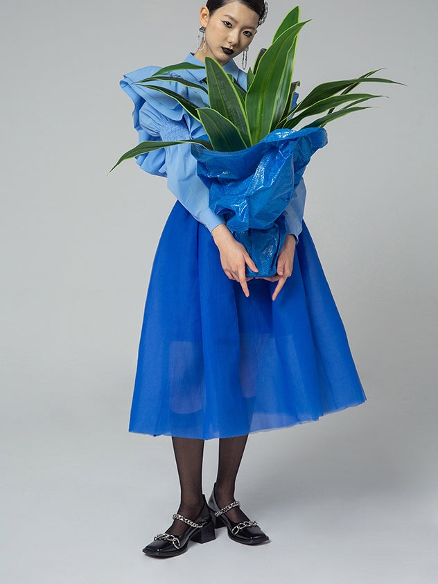 Chain Square-toe Flare-heel Pumps