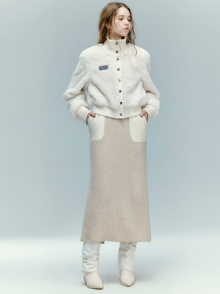 Jupe en cuir en tricot