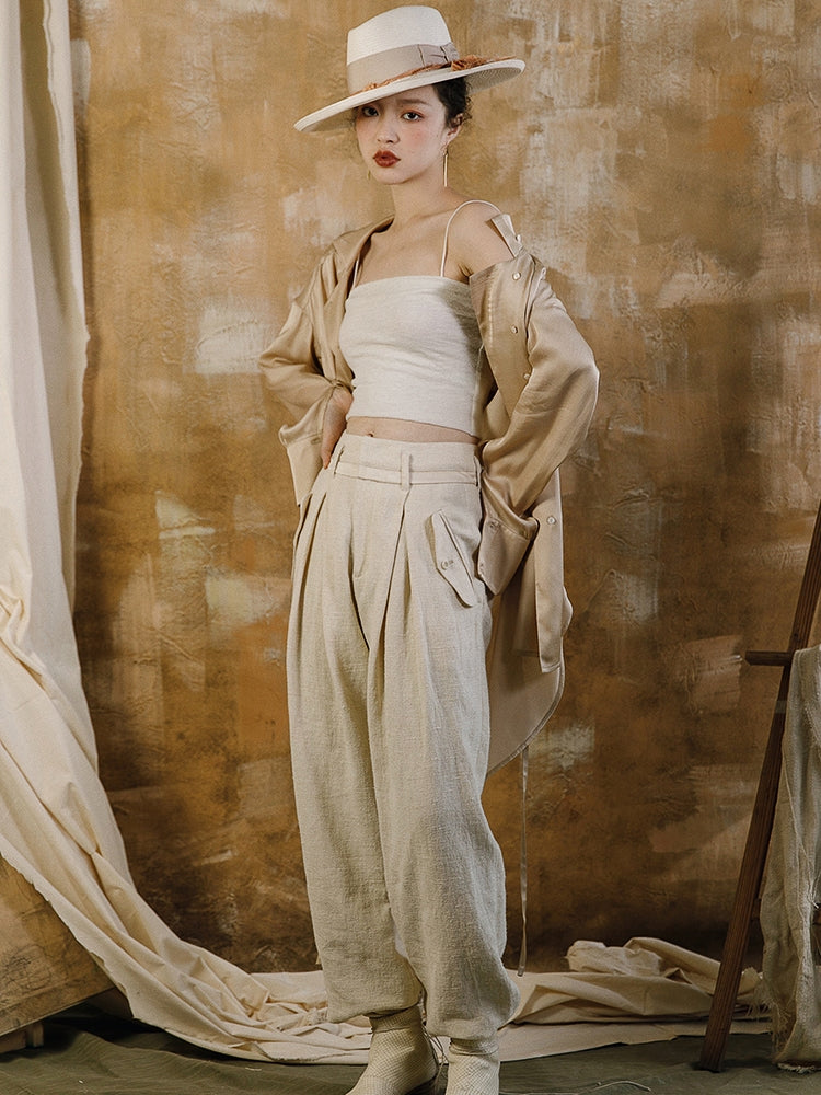 Tight Cropped Simple Natural Tanktop