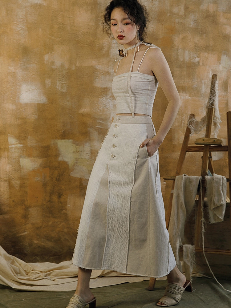 Tight Cropped Simple Natural Tanktop