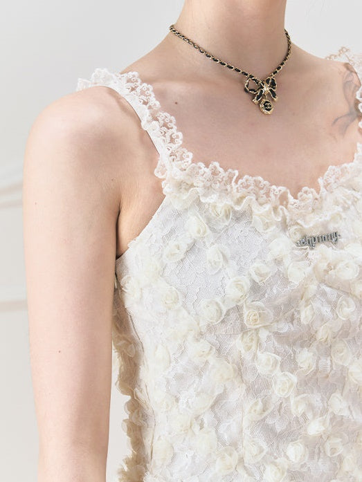 Flower Suspenders Fluffy Dress & Sunscreen Long-sleeved