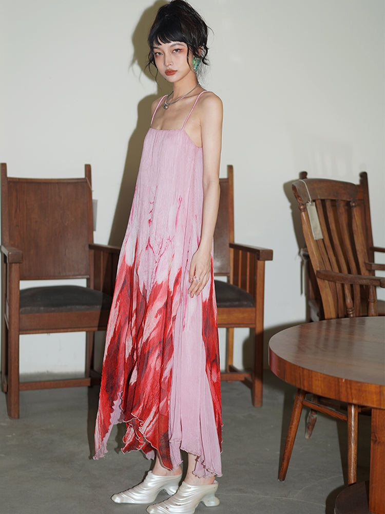 넥타이 염색체 느슨한 서스펜더 드레스