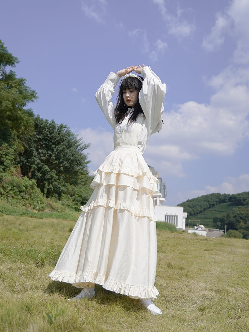 Abgestufte Retro Retro Fluffy Maid Ein Stück