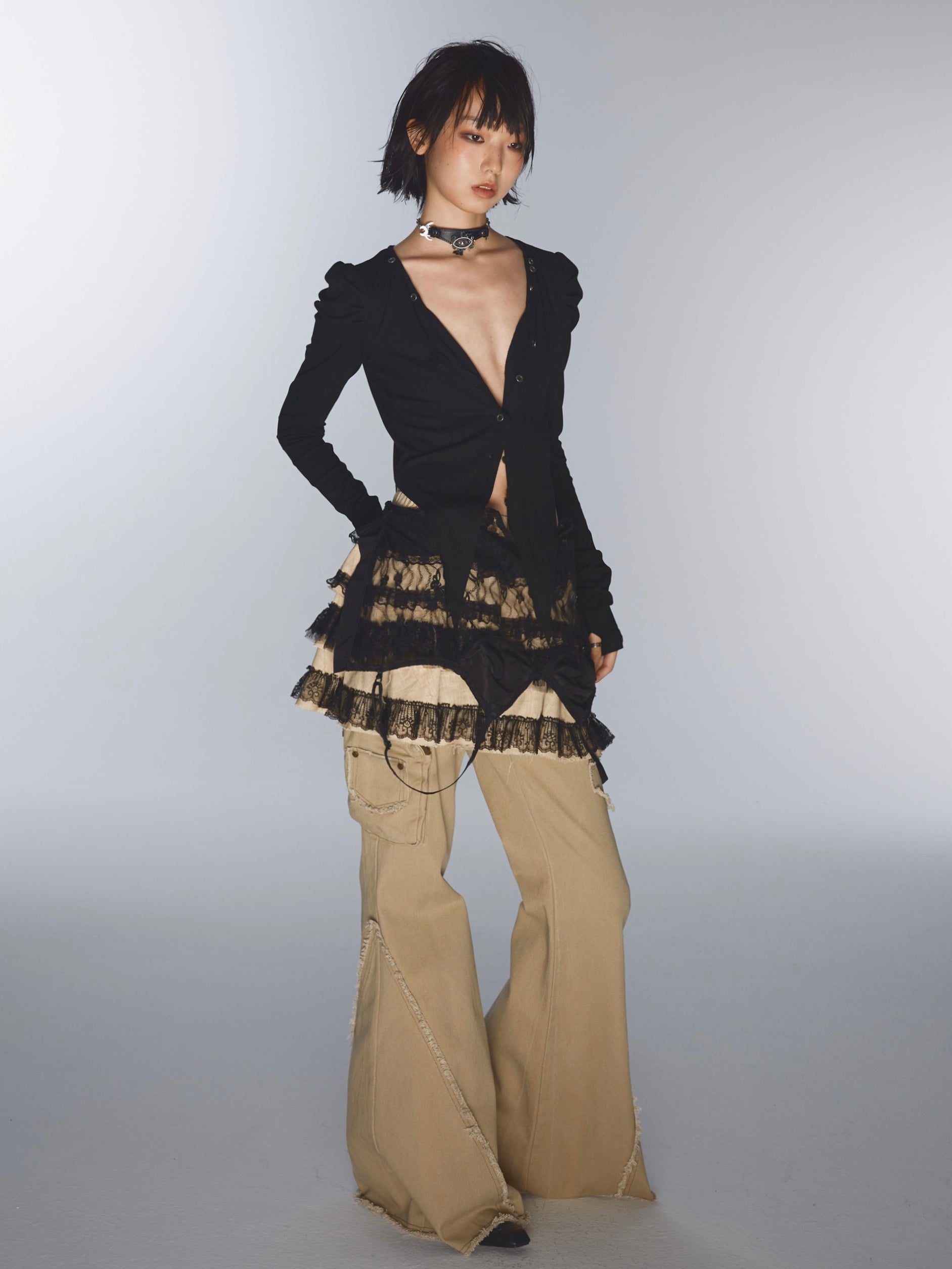 2Way Stretch Lace Sling Splicing Dress & Skirt