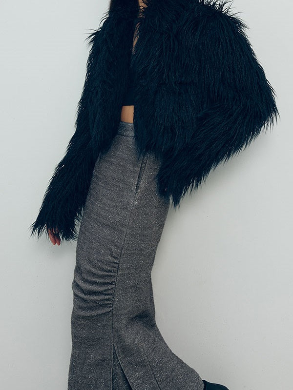 3D Falten Slim Fit gerader Rock