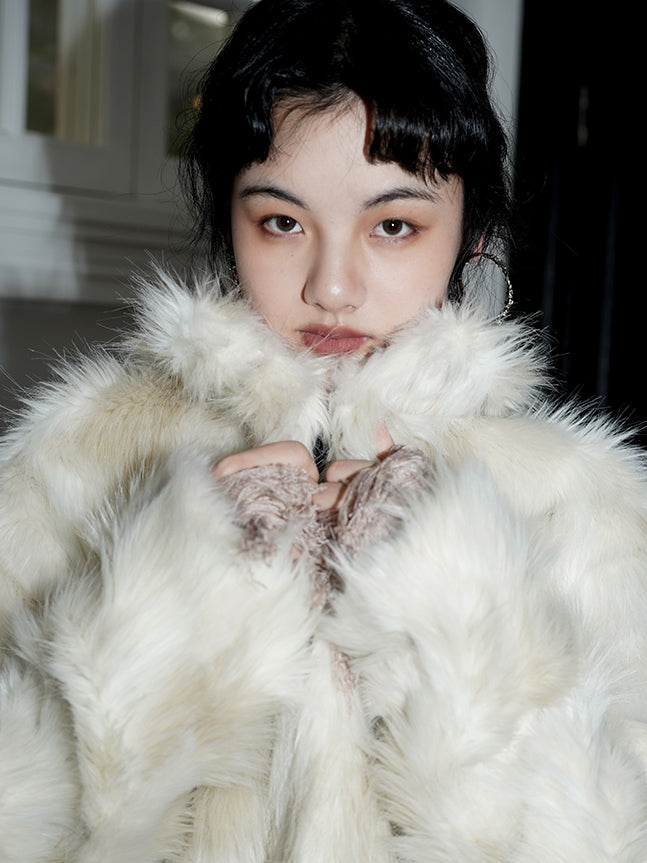 Mid-LENGTH LOOSE FUR COAT