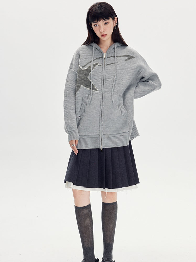 스타 후드 스웨터