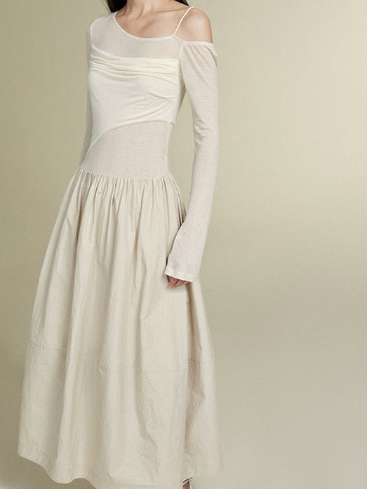 반 끈이없는 니트 원피스