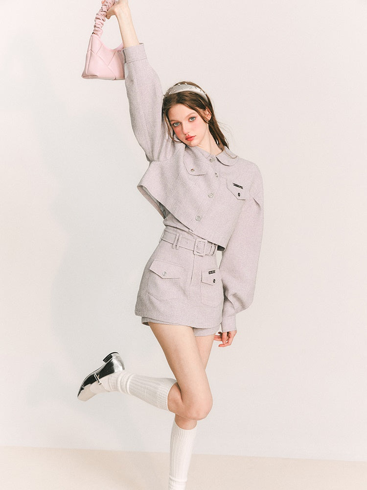 캐주얼 짧은 재킷 및 튜브 탑 & 컬로 테