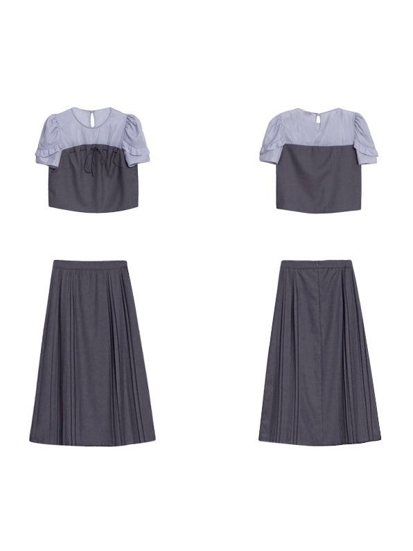 SpliceD YARN Top & PLEATED SKIRT SET-UP